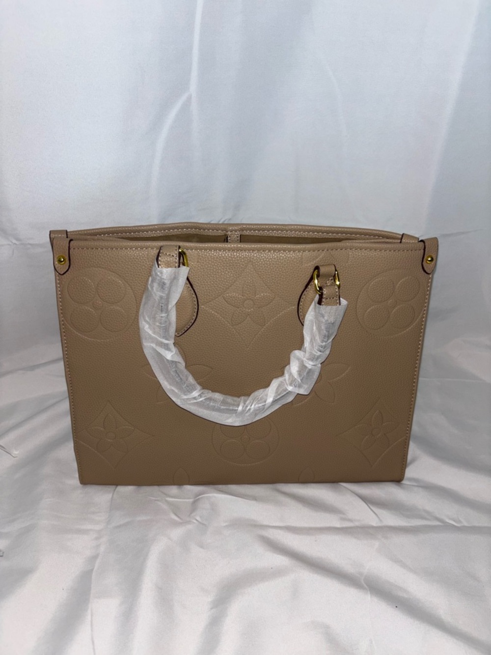 NEW Taupe Embossed Tote Bag